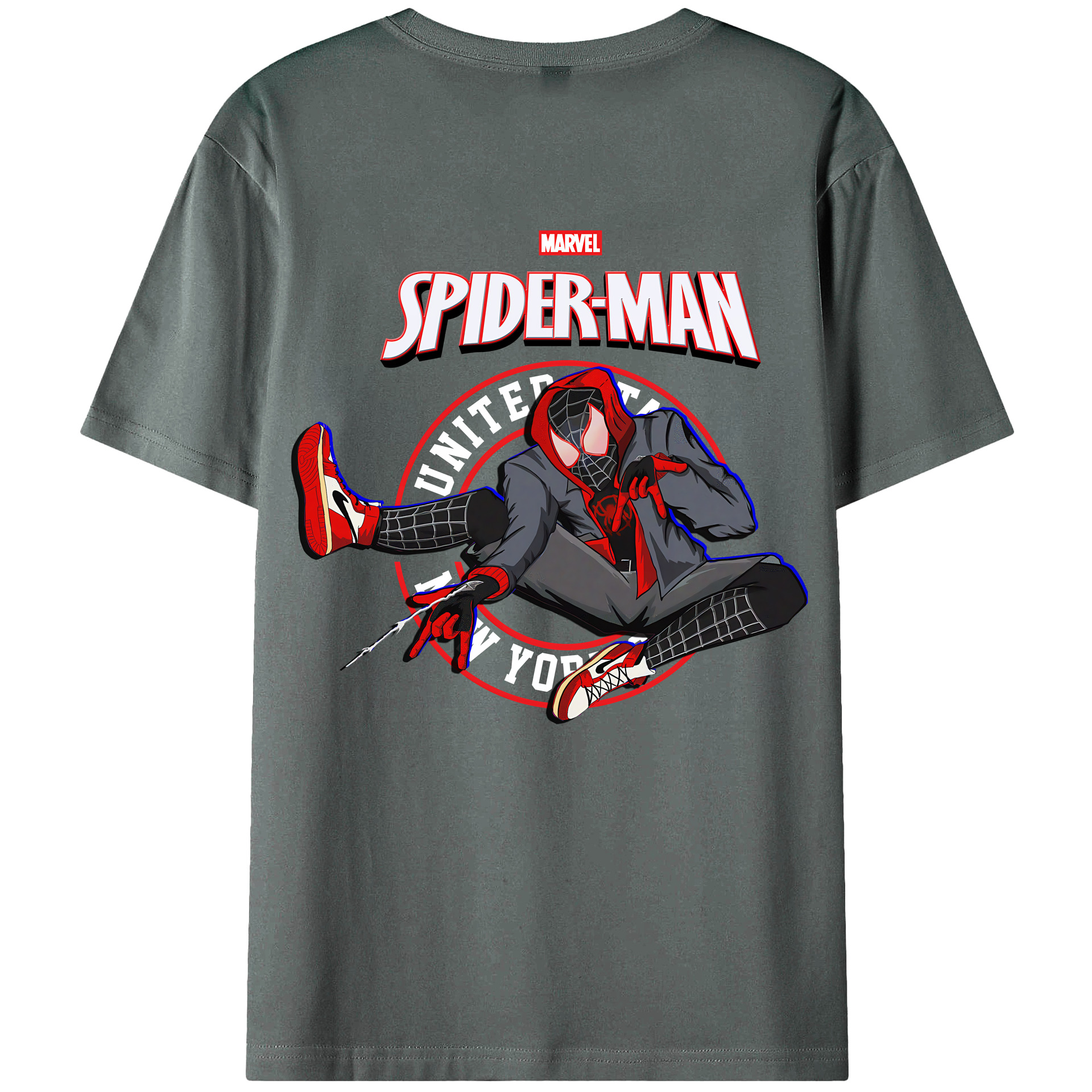 （画像用） Spider Man スパイダーマン 綿100％ メンズ半袖Tシャツ（バックプリント） 通気性